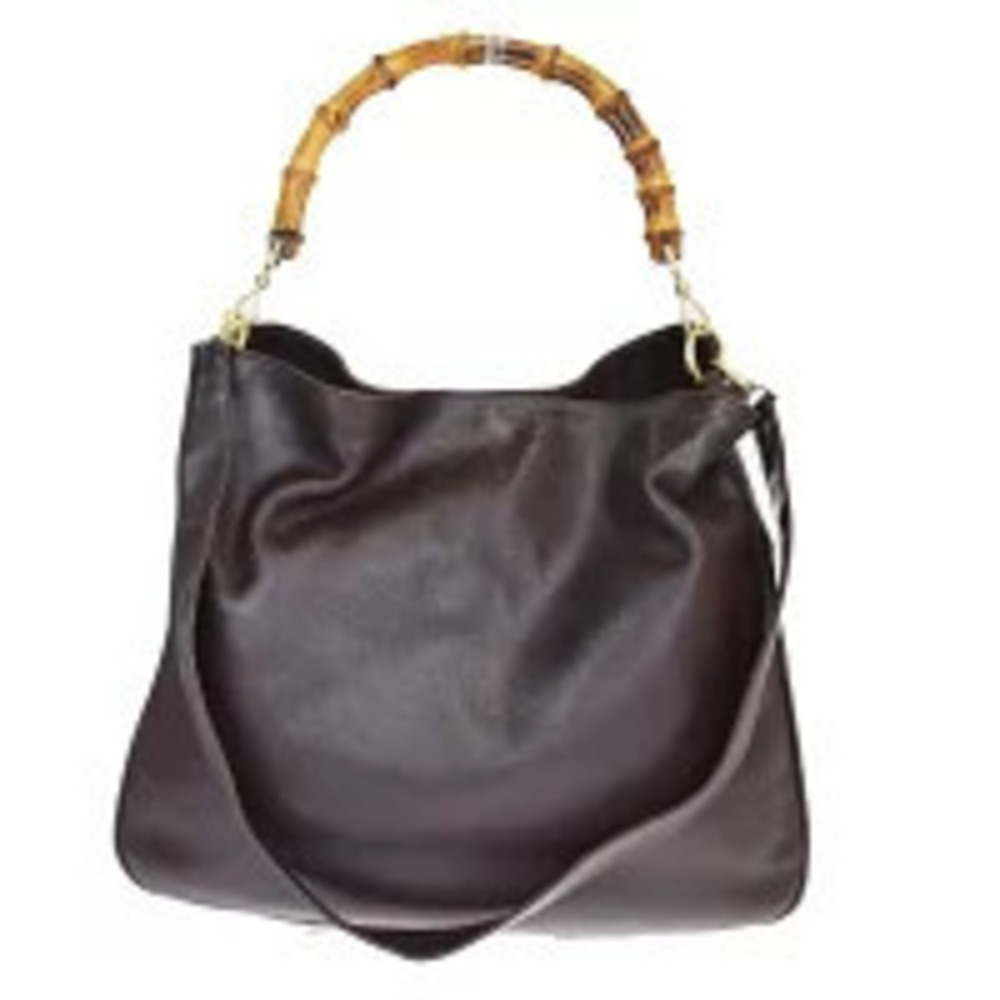 Gucci Bamboo Leather Shoulder Bag Brown